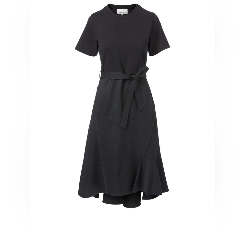 3.1 Philip Lim Wool Combo T-Shirt Dress - Black - Size 4